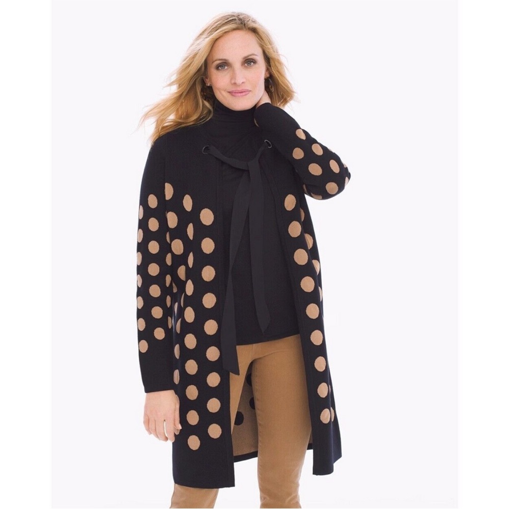 Chico's Polka Dot Millie Cardigan Sweater Jacket Size Medium